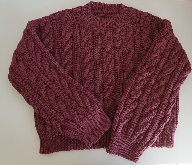 Mila Sweater textured burgundy crochet design