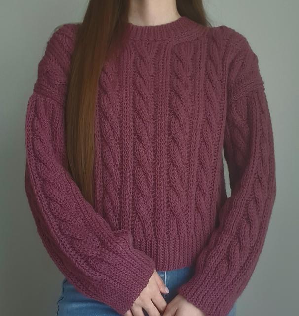 Mila Sweater textured burgundy crochet design